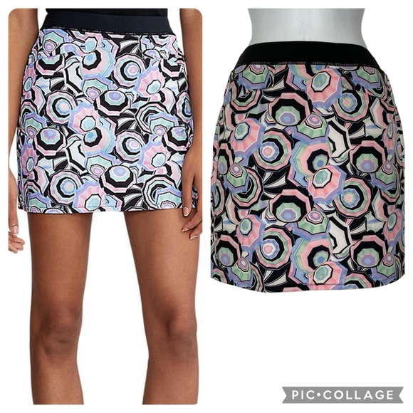 RLX RALPH LAUREN Black & Multicolor Umbrella Print Golf Tennis Skirt Skort, S - Picture 1 of 16